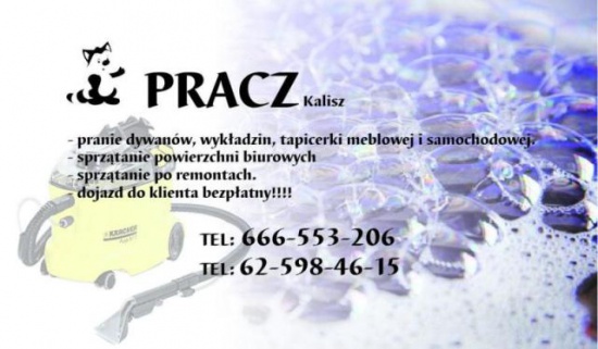 Pracz-czyszczenie dywanów,wykładzin,tapicerki meblowej